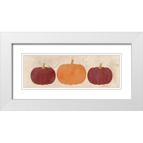 Pumpkins in a Row White Modern Wood Framed Art Print with Double Matting by Kimberly, Allen
