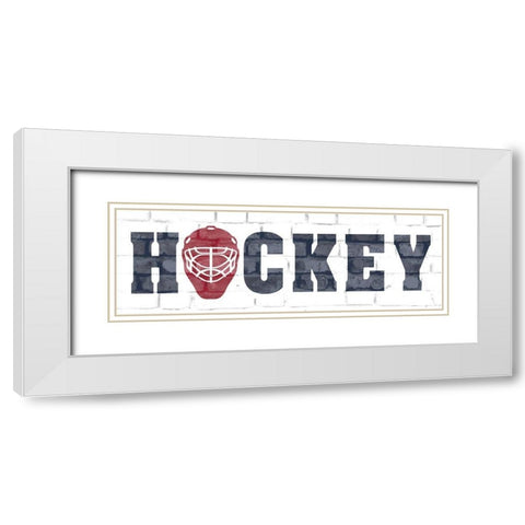 Hockey White Modern Wood Framed Art Print with Double Matting by Kimberly, Allen
