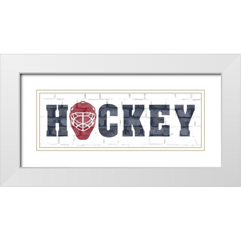 Hockey White Modern Wood Framed Art Print with Double Matting by Kimberly, Allen
