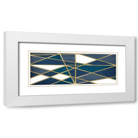 Gold and Blue Maze v2 White Modern Wood Framed Art Print with Double Matting by Kimberly, Allen