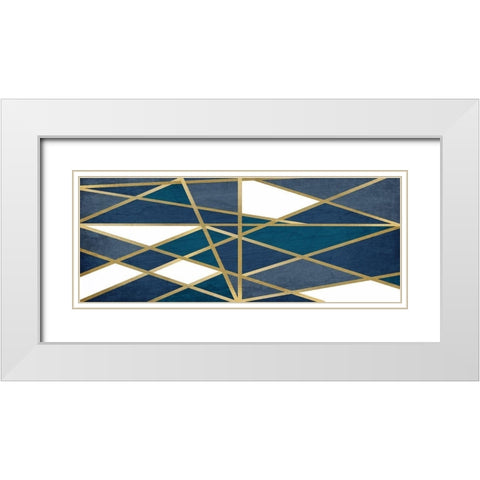 Gold and Blue Maze v2 White Modern Wood Framed Art Print with Double Matting by Kimberly, Allen