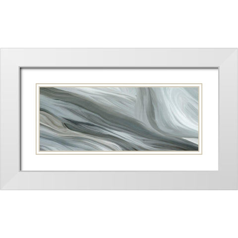 Aqua White Modern Wood Framed Art Print with Double Matting by Kimberly, Allen