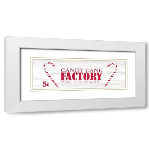 Candy Cane Factory 1 White Modern Wood Framed Art Print with Double Matting by Kimberly, Allen