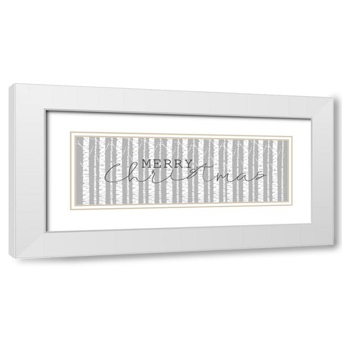 Merry Christmas Aspens 2 White Modern Wood Framed Art Print with Double Matting by Kimberly, Allen