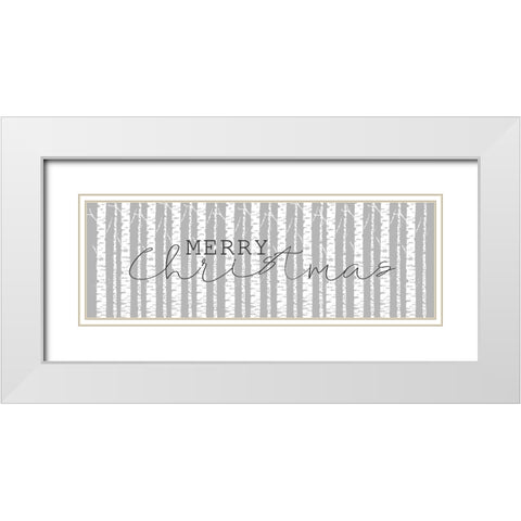 Merry Christmas Aspens 2 White Modern Wood Framed Art Print with Double Matting by Kimberly, Allen