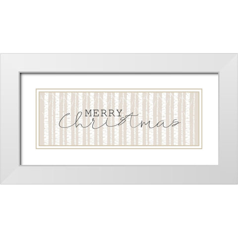 Merry Christmas Aspens White Modern Wood Framed Art Print with Double Matting by Kimberly, Allen