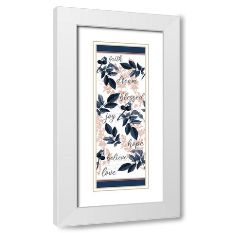 Navy Branches Panel Words White Modern Wood Framed Art Print with Double Matting by Allen, Kimberly