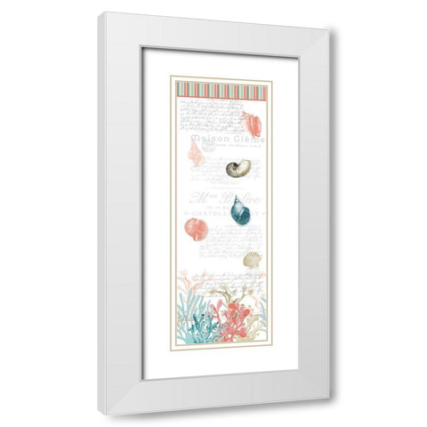 Coral Coastal Panel White Modern Wood Framed Art Print with Double Matting by Kimberly, Allen