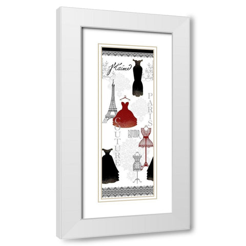 Paris Couture White Modern Wood Framed Art Print with Double Matting by Kimberly, Allen
