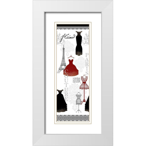 Paris Couture White Modern Wood Framed Art Print with Double Matting by Kimberly, Allen