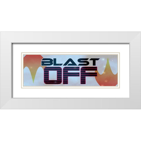 Blast Off Rocket White Modern Wood Framed Art Print with Double Matting by Kimberly, Allen