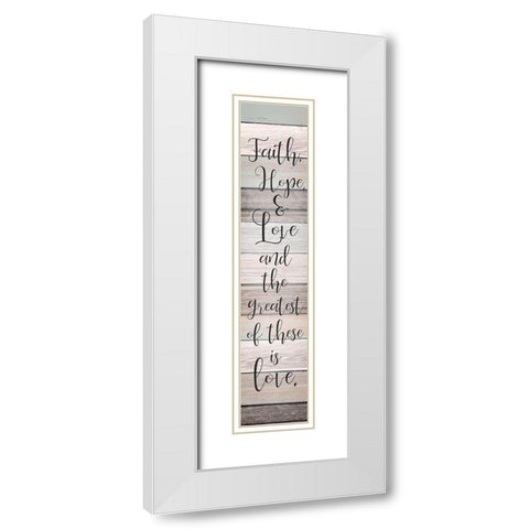 Faith Hope Love v2 White Modern Wood Framed Art Print with Double Matting by Kimberly, Allen