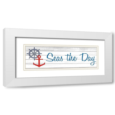 Seas the Day White Modern Wood Framed Art Print with Double Matting by Kimberly, Allen