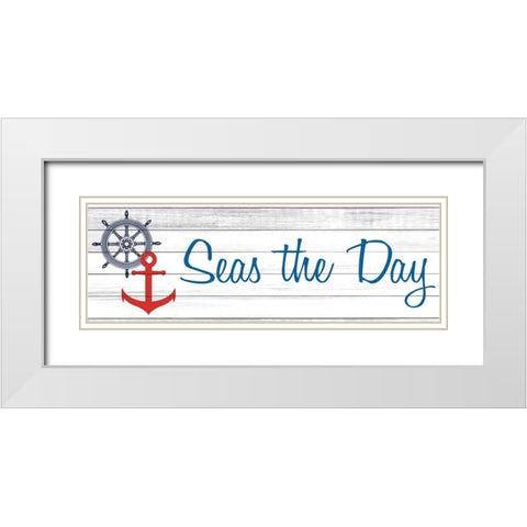Seas the Day White Modern Wood Framed Art Print with Double Matting by Kimberly, Allen