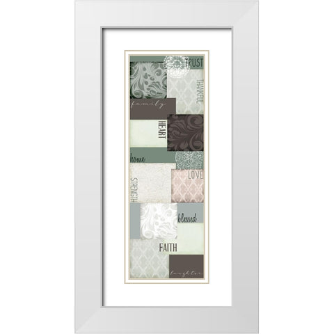Faith Patchwork Panel White Modern Wood Framed Art Print with Double Matting by Allen, Kimberly