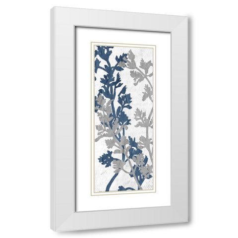 Navy Grey Branch 1 White Modern Wood Framed Art Print with Double Matting by Allen, Kimberly