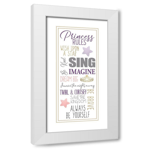 Princess Rules A White Modern Wood Framed Art Print with Double Matting by Allen, Kimberly