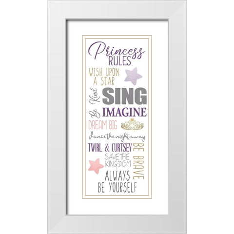 Princess Rules A White Modern Wood Framed Art Print with Double Matting by Allen, Kimberly