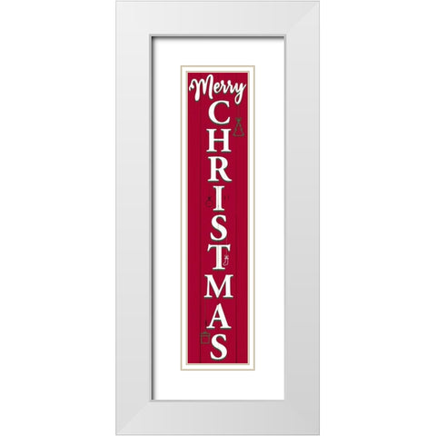 Merry Christmas Porch Sign White Modern Wood Framed Art Print with Double Matting by Allen, Kimberly