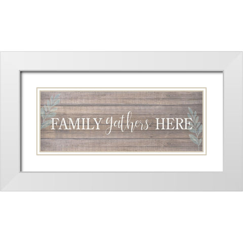 Family Gathers White Modern Wood Framed Art Print with Double Matting by Allen, Kimberly