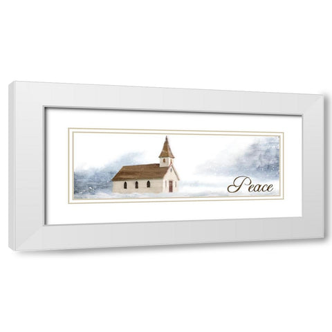 Snowy Church v2 White Modern Wood Framed Art Print with Double Matting by Allen, Kimberly