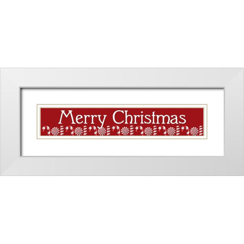 Merry Christmas Canes White Modern Wood Framed Art Print with Double Matting by Allen, Kimberly