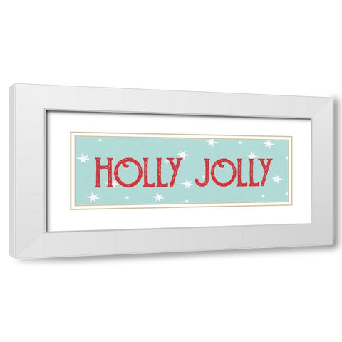 Holly Jolly White Modern Wood Framed Art Print with Double Matting by Allen, Kimberly
