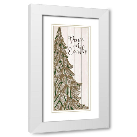Peace on Earth Tree White Modern Wood Framed Art Print with Double Matting by Allen, Kimberly