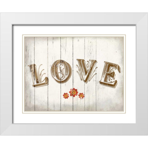 Love White Modern Wood Framed Art Print with Double Matting by Allen, Kimberly