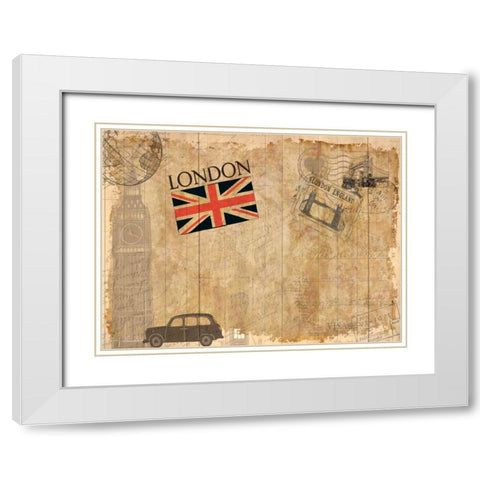 Post Card London White Modern Wood Framed Art Print with Double Matting by Allen, Kimberly