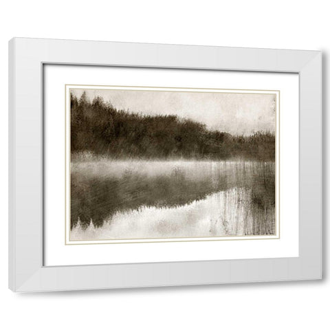 Misty Morning on the Lake White Modern Wood Framed Art Print with Double Matting by Allen, Kimberly
