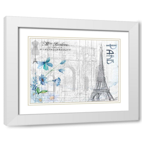 Blue Day Paris White Modern Wood Framed Art Print with Double Matting by Allen, Kimberly