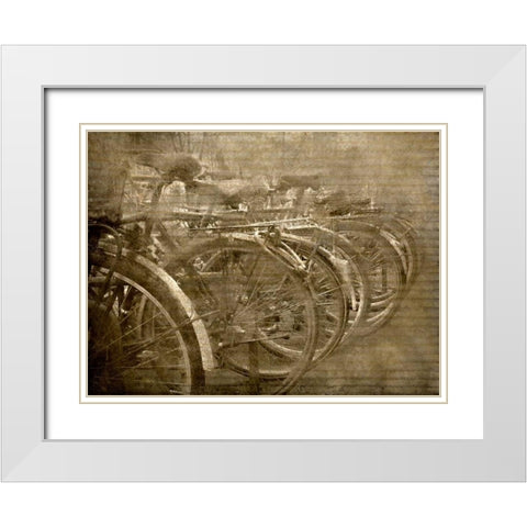 Bicycles White Modern Wood Framed Art Print with Double Matting by Allen, Kimberly