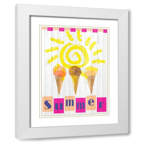 Summer Ice Cream Cones White Modern Wood Framed Art Print with Double Matting by Allen, Kimberly