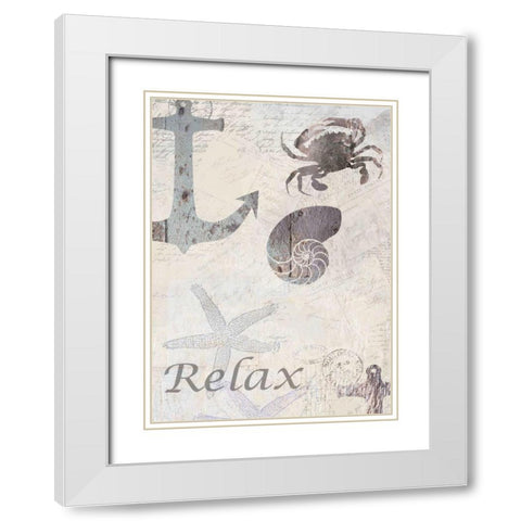 Coastal Relax White Modern Wood Framed Art Print with Double Matting by Allen, Kimberly