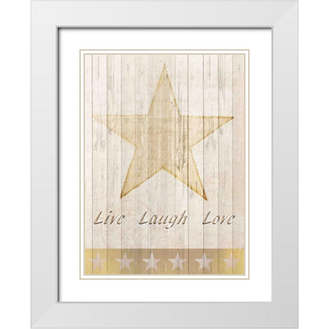Live Laugh Love Gold White Modern Wood Framed Art Print with Double Matting by Allen, Kimberly