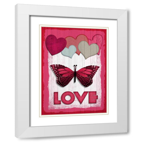 Valentines Day Love White Modern Wood Framed Art Print with Double Matting by Allen, Kimberly