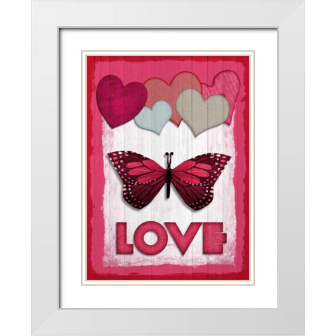 Valentines Day Love White Modern Wood Framed Art Print with Double Matting by Allen, Kimberly