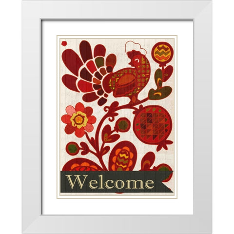 Chicken Day Welcome White Modern Wood Framed Art Print with Double Matting by Allen, Kimberly