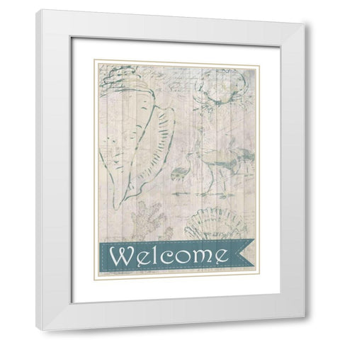 Coastal Shells White Modern Wood Framed Art Print with Double Matting by Allen, Kimberly