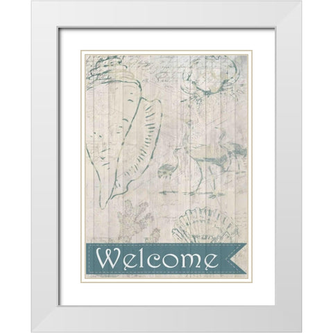 Coastal Shells White Modern Wood Framed Art Print with Double Matting by Allen, Kimberly