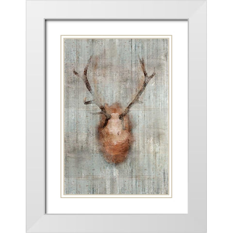 Antlers 2 White Modern Wood Framed Art Print with Double Matting by Allen, Kimberly