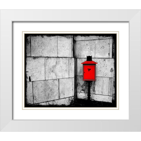 Red Mailbox White Modern Wood Framed Art Print with Double Matting by Allen, Kimberly