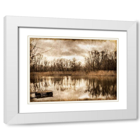 On the River 1 White Modern Wood Framed Art Print with Double Matting by Allen, Kimberly
