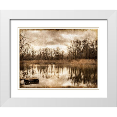 On the River 1 White Modern Wood Framed Art Print with Double Matting by Allen, Kimberly