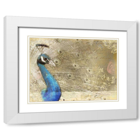 Peacock Royal White Modern Wood Framed Art Print with Double Matting by Allen, Kimberly