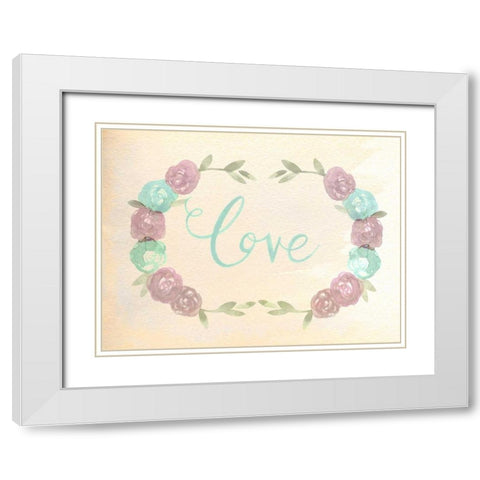 Flowered Love White Modern Wood Framed Art Print with Double Matting by Allen, Kimberly