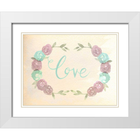 Flowered Love White Modern Wood Framed Art Print with Double Matting by Allen, Kimberly