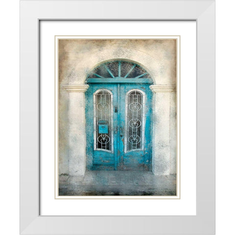 Teal Doorway White Modern Wood Framed Art Print with Double Matting by Allen, Kimberly