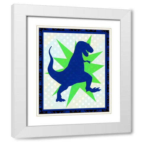 Dinosaur 1 White Modern Wood Framed Art Print with Double Matting by Allen, Kimberly